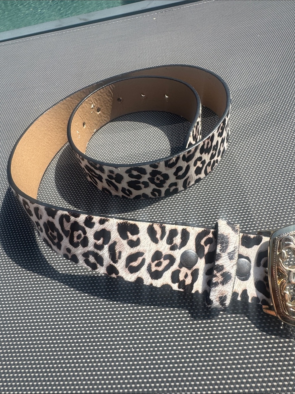 Leopard Print Belt with Ornate Gold Buckle - Picture 7 of 9